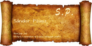 Sándor Piusz névjegykártya